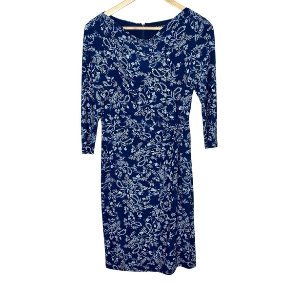 Lauren Ralph Lauren Dresses & Skirts - Ralph Lauren Floral Print Knit Sheath Dress Blue Womens Size 4 Career Work